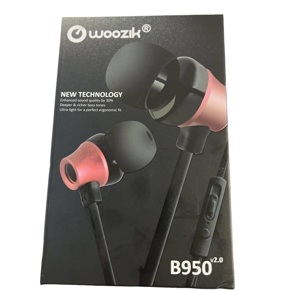 NIB Woozik WIRED headphones model B950 Ruby Red #0066